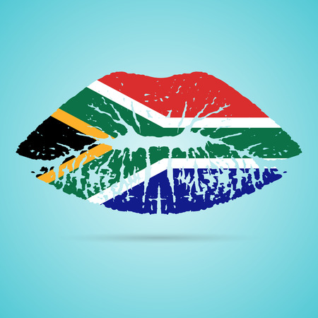 South Africa Flag Lipstick On The Lipsのイラスト素材