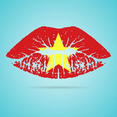 Vietnam Flag Lipstick On The Lipsのイラスト素材