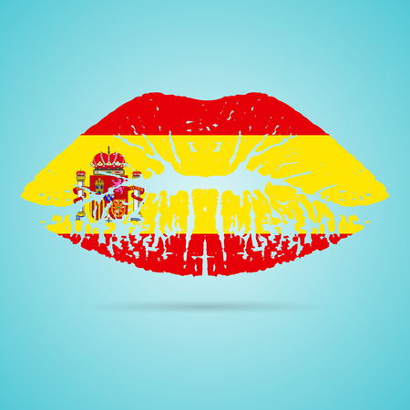 Spain Flag Lipstick On The Lipsのイラスト素材
