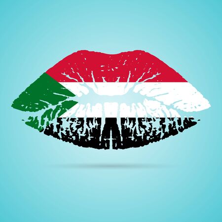 Sudan Flag Lipstick On The Lipsのイラスト素材