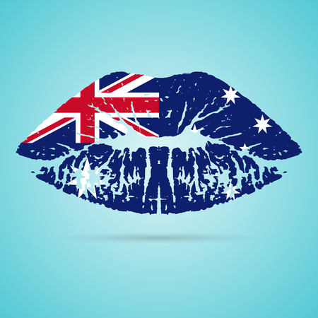 Australia Flag Lipstick On The Lipsのイラスト素材