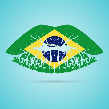 Brazil Flag Lipstick On The Lipsのイラスト素材