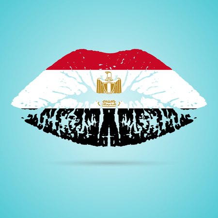 Egypt Flag Lipstick On The Lipsのイラスト素材