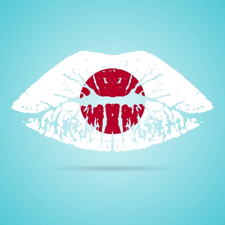 Japan Flag Lipstick On The Lipsのイラスト素材