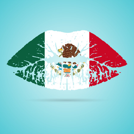 Mexico Flag Lipstick On The Lipsのイラスト素材