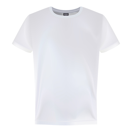 Men s White Short Sleeve T-Shirt Design Templates Isolated On A White Background. Vector Illustration. Clothesのイラスト素材