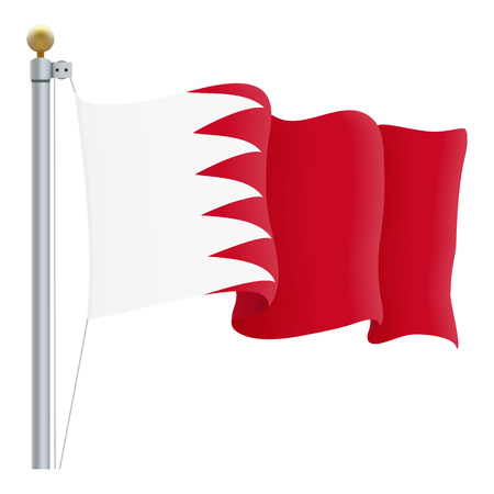 Waving Bahrain Flag Isolated On A White Background. Vector Illustration. Official Colors And Proportion. Independence Dayのイラスト素材