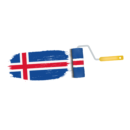 Brush stroke of Iceland national flag icon.のイラスト素材