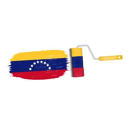 Brush Stroke With Venezuela National Flag Isolated On A White Background. Vector Illustration. National Flag In Grungy Style. Brushstroke. Use For Brochures, Printed Materials, Logos, Independence Dayの写真素材