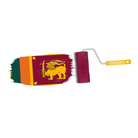 Brush Stroke With Sri Lanka National Flag Isolated On A White Background. Vector Illustration. National Flag In Grungy Style. Brushstroke. Use For Brochures, Printed Materials, Logos, Independence Dayの写真素材