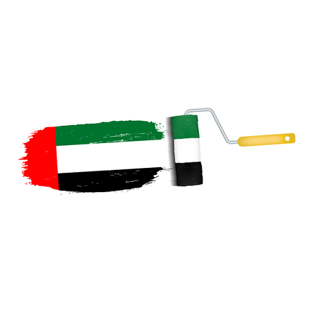 Brush Stroke With United Arab Emirates National Flag Isolated On A White Background. Vector Illustration. National Flag In Grungy Style. Brushstroke. Use For Brochures, Printed Materials, Logos, Independence Dayの写真素材