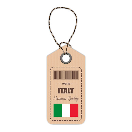 Hang Tag Made In Italy With Flag Icon Isolated On A White Background.のイラスト素材