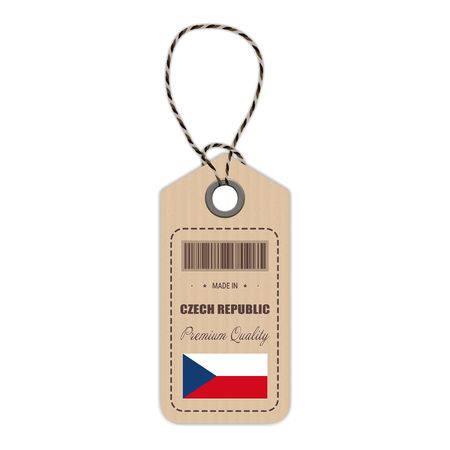 Hang Tag Made In Czech Republic With Flag Icon Isolated On A White Background. Vector Illustration. Made In Badge. Business Concept. Buy products made in Czech Republic. Use For Brochures, Printed Materialsのイラスト素材