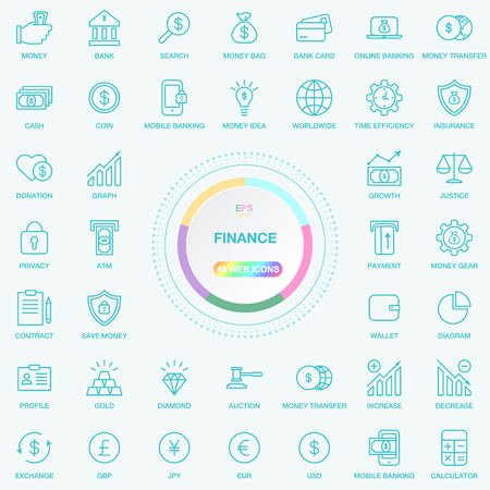 Set of universal web and internet financial concept line icons.のイラスト素材