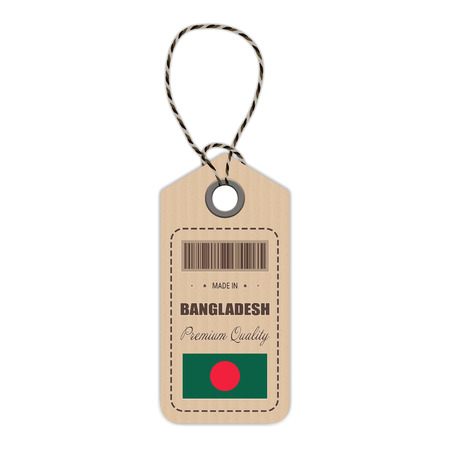 Hang Tag Made In Bangladesh With Flag Icon Isolated On A White Background.のイラスト素材