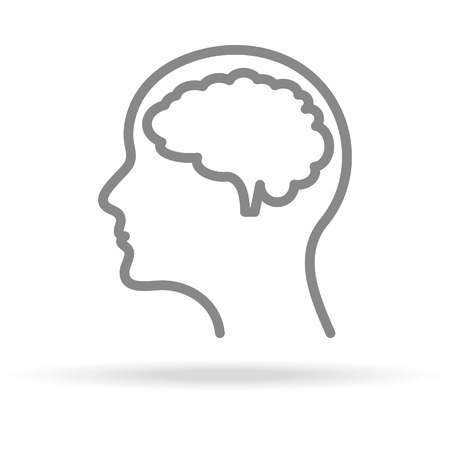 Human Brain, Neurology Icon In Trendy Thin Line Style Isolated On White Background. Medical Symbol For Your Design, Apps, Logo, UI. Vector Illustration, Eps10.のイラスト素材