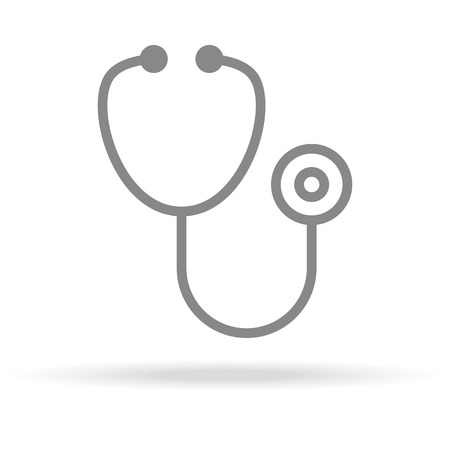 Stethoscope, Diagnostic, Cardiology Icon In Trendy Thin Line Style Isolated On White Background. Medical Symbol For Your Design, Apps, Logo, UI. Vector Illustration, Eps10.のイラスト素材