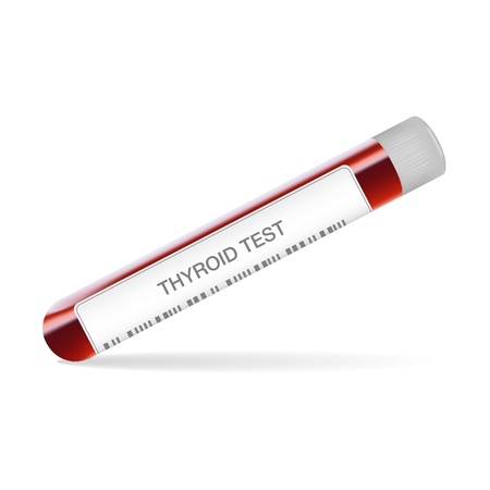 Test Tube With Blood For Thyroid Test. Endocrinology System Or Hormone Secretion.のイラスト素材