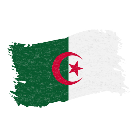 Flag of Algeria, Grunge Abstract Brush Stroke Isolated On A White Background. Vector Illustration. National Flag In Grungy Style. Use For Brochures, Printed Materials, Logos, Independence Dayのイラスト素材