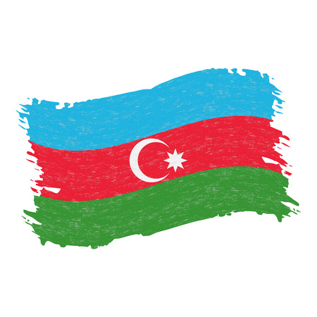 Flag of Azerbaijan, Grunge Abstract Brush Stroke Isolated On A White Background. Vector Illustration. National Flag In Grungy Style. Use For Brochures, Printed Materials, Logos, Independence Dayの写真素材