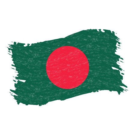 Flag of Bangladesh, Grunge Abstract Brush Stroke Isolated On A White Background. Vector Illustration. National Flag In Grungy Style. Use For Brochures, Printed Materials, Logos, Independence Dayの写真素材