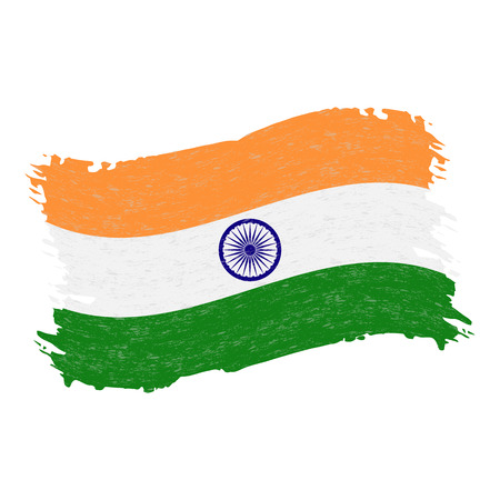 Flag of India, Grunge Abstract Brush Stroke Isolated On A White Background. Vector Illustration. National Flag In Grungy Style. Use For Brochures, Printed Materials, Logos, Independence Dayのイラスト素材