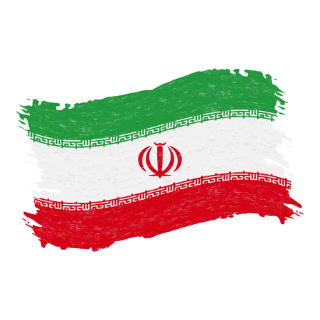Flag of Iran, Grunge Abstract Brush Stroke Isolated On A White Background. Vector Illustration. National Flag In Grungy Style. Use For Brochures, Printed Materials, Logos, Independence Dayのイラスト素材