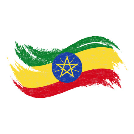 National Flag Of Ethiopia, Designed Using Brush Strokes,Isolated On A White Background. Vector Illustration. Use For Brochures, Printed Materials, Logos, Independence Day.のイラスト素材