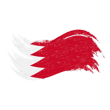 National Flag Of Bahrain, Designed Using Brush Strokes,Isolated On A White Background. Vector Illustration. Use For Brochures, Printed Materials, Logos, Independence Day.のイラスト素材