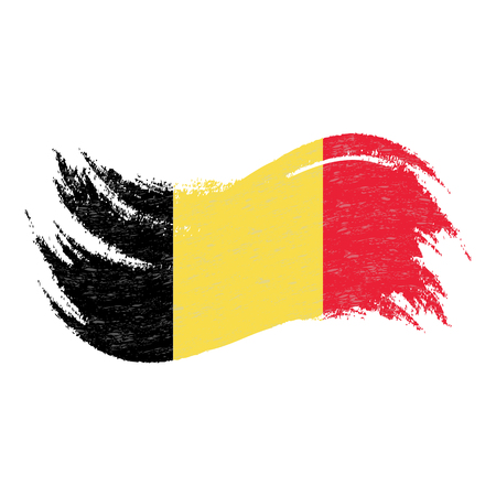 National Flag Of Belgium, Designed Using Brush Strokes,Isolated On A White Background. Vector Illustration. Use For Brochures, Printed Materials, Logos, Independence Day.のイラスト素材