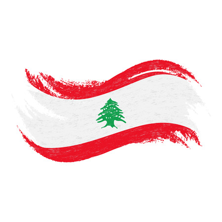 National Flag Of Lebanon, Designed Using Brush Strokes,Isolated On A White Background. Vector Illustration. Use For Brochures, Printed Materials, Logos, Independence Day.のイラスト素材