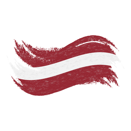 National Flag Of Latvia, Designed Using Brush Strokes,Isolated On A White Background. Vector Illustration. Use For Brochures, Printed Materials, Logos, Independence Day.のイラスト素材