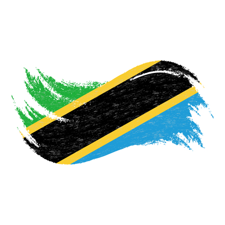National Flag Of Tanzania, Designed Using Brush Strokes,Isolated On A White Background. Vector Illustration. Use For Brochures, Printed Materials, Logos, Independence Day.のイラスト素材