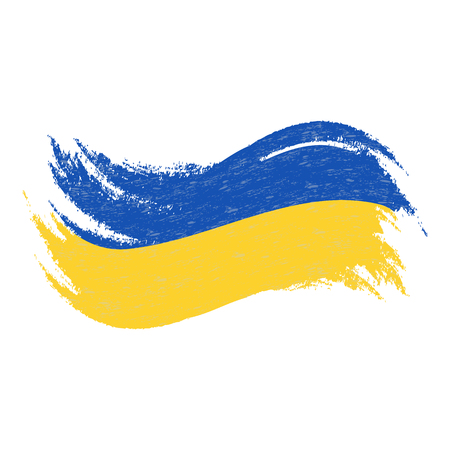 National Flag Of Ukraine, Designed Using Brush Strokes,Isolated On A White Background. Vector Illustration. Use For Brochures, Printed Materials, Logos, Independence Day.の写真素材