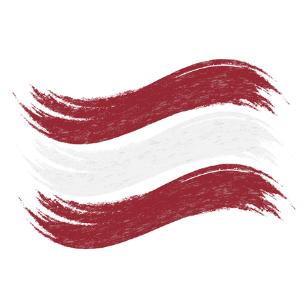 Grunge Brush Stroke With National Flag Of Latvia Isolated On A White Background. Vector Illustration. Flag In Grungy Style. Use For Brochures, Printed Materials, Logos, Independence Dayの写真素材