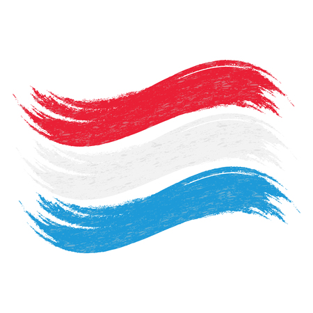 Grunge Brush Stroke With National Flag Of Luxembourg Isolated On A White Background. Vector Illustration. Flag In Grungy Style. Use For Brochures, Printed Materials, Logos, Independence Dayの写真素材