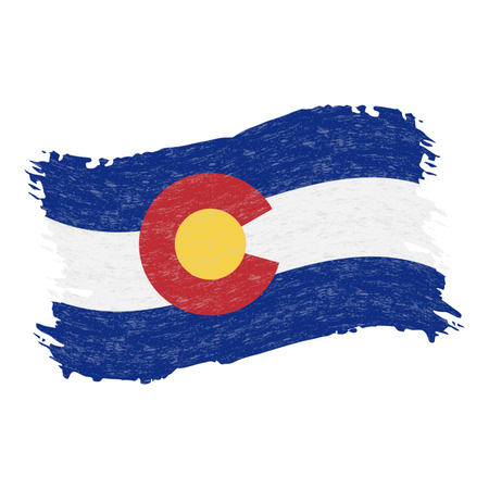 Flag of Colorado. Grunge Abstract Brush Stroke Isolated On A White Background. Vector Illustration. National Flag In Grungy Style. Use For Brochures, Printed Materials, Logos, Independence Dayのイラスト素材