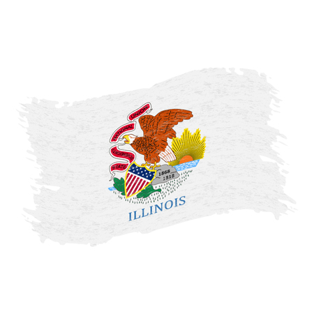 Flag of Illinois. Grunge Abstract Brush Stroke Isolated On A White Background. Vector Illustration. National Flag In Grungy Style. Use For Brochures, Printed Materials, Logos, Independence Dayのイラスト素材