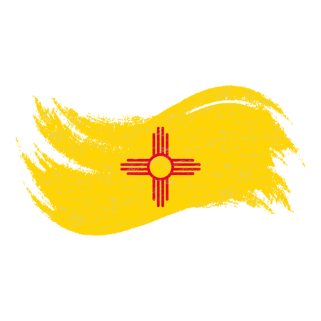 National Flag Of New Mexico, Designed Using Brush Strokes Isolated On A White Background. Vector Illustration. Use For Brochures, Printed Materials, Logos, Independence Day.のイラスト素材