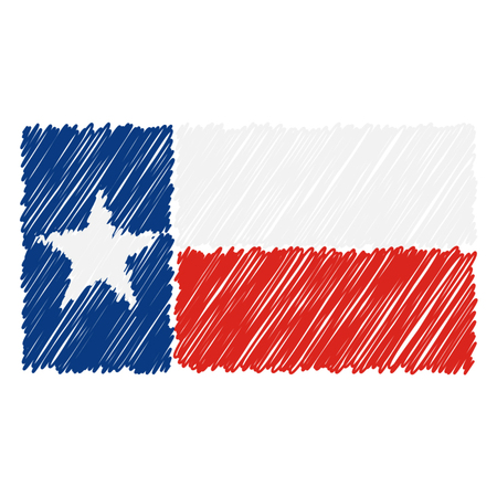 Hand Drawn National Flag Of Texas Isolated On A White Background. Vector Sketch Style Illustration. Unique Pattern Design For Brochures, Printed Materials, Logos, Independence Dayのイラスト素材