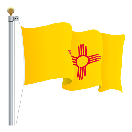 Waving New Mexico Flag Isolated On A White Background. Vector Illustration. Official Colors And Proportion. Independence Dayの写真素材