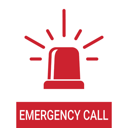 Police Or Ambulance Red Flasher Siren, Emergency Call Isolated On A White Background. Vector Icon Illustration. Unique Pattern Design For Brochures, Web, Printed Materials, Logosのイラスト素材