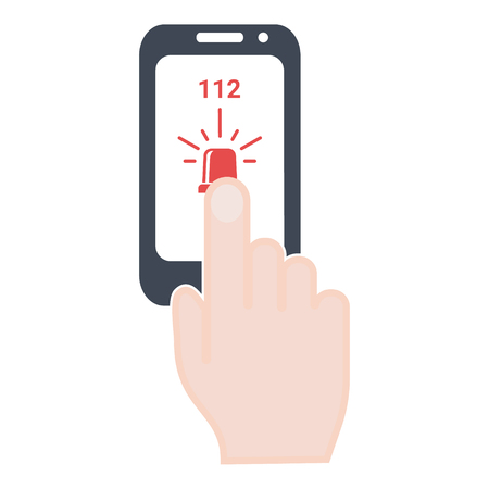 Ambulance, Police, Alarm, Emergency Call 112 Isolated On A White Background. Vector Icon Illustration. Unique Pattern Design For Brochures, Web, Printed Materials, Logosのイラスト素材