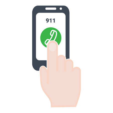 Smartphone Dialing Emergency Number On Screen Isolated On A White Background. Vector Icon Illustration. Unique Pattern Design For Brochures, Web, Printed Materials, Logosのイラスト素材