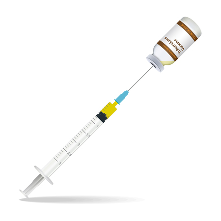 Immunization, Tuberculosis Vaccine Syringe Contain Some Injection And Injection Bottle Isolated On A White Background. Vector Illustration. Vaccination Healthcare Concept.のイラスト素材