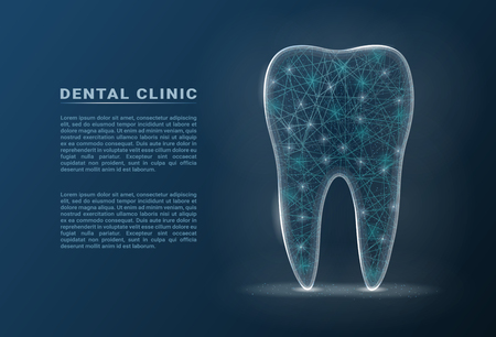 Healthy Tooth With Glowing Effect, Teeth Whitening Concept Isolated On A Background. Vector Illustration. Healthcare Concept.のイラスト素材
