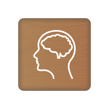 Human Brain Icon. An Internal Organ Vector. Human Anatomy Illustration. Sign Symbol For Medical Presentation On Wooden Blocks Isolated On A White Background. Vector Illustration. Healthcare Concept.のイラスト素材