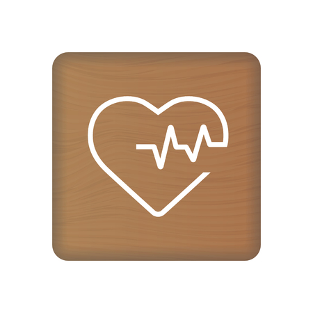 Heart Cardiogram Icon On Wooden Blocks Isolated On A White Background. Vector Illustration. Healthcare Concept.のイラスト素材