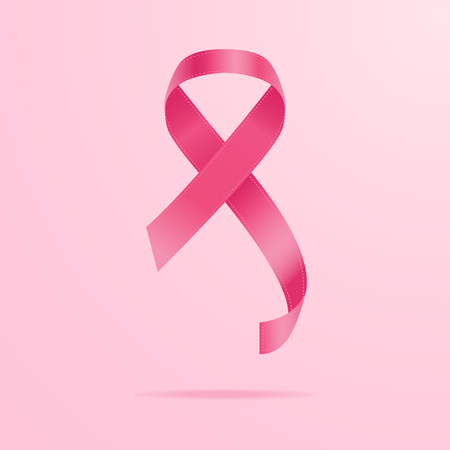 Realistic Pink Ribbon, Breast Cancer Awareness Symbol Isolated On A Background. Vector Illustration. Healthcare Concept.のイラスト素材