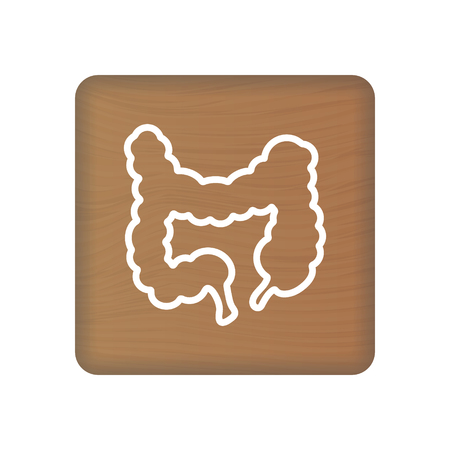 Human Intestine Icon. An Internal Organ Vector. Human Anatomy Illustration. Sign Symbol For Medical Presentation On Wooden Blocks Isolated On A White Background. Vector Illustration. Healthcare Concept.のイラスト素材
